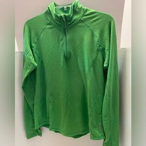 Reebok Bright Green Zippered Long Sleeve Top - Size L